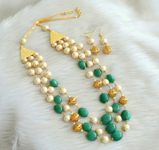 Antique green-pearl multi layer necklace set dj-06141