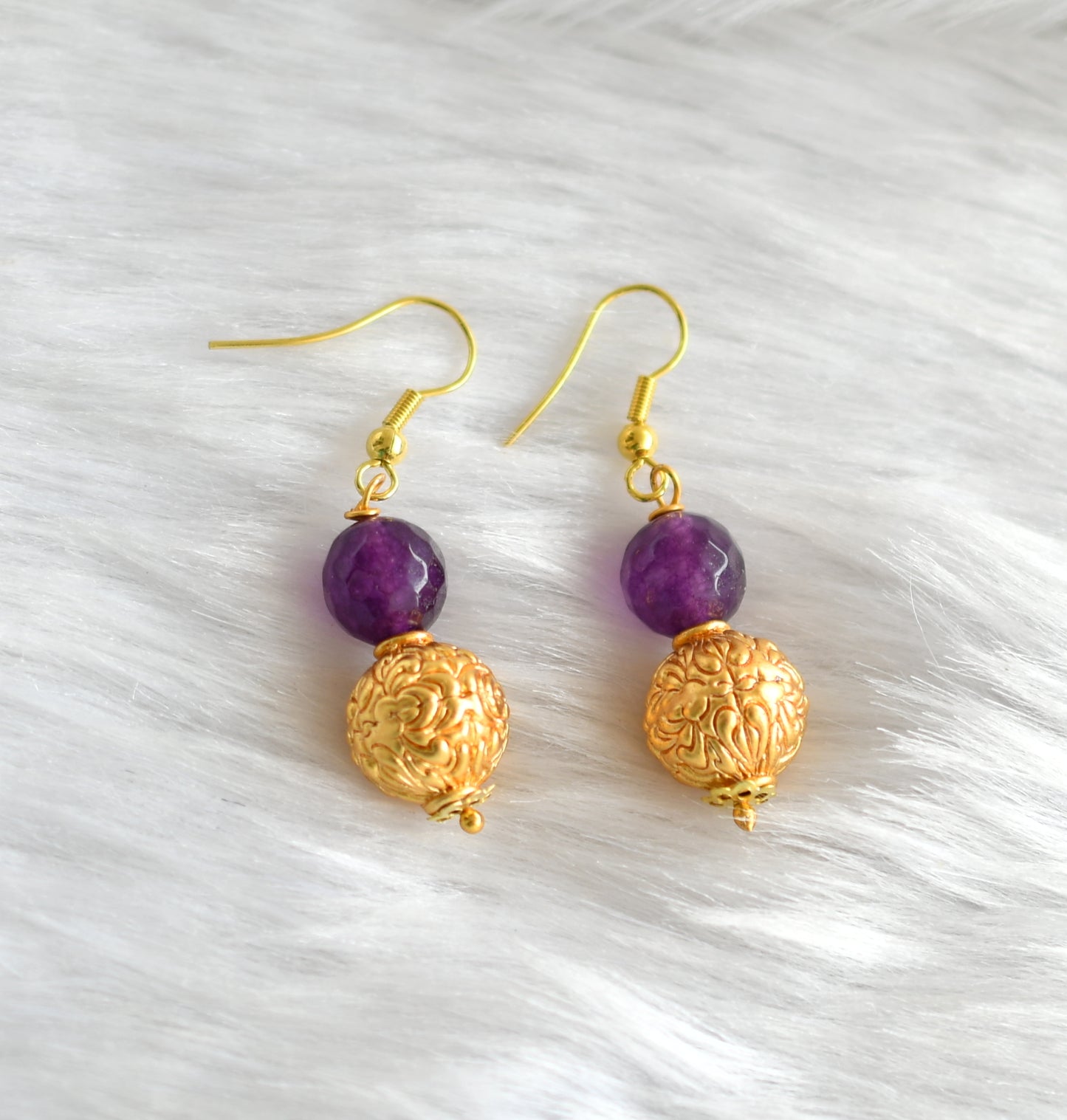 Matte finish purple agates beaded necklace set dj-26492