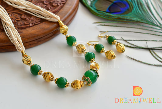 Pearl Green Designer Necklace Set dj-05249