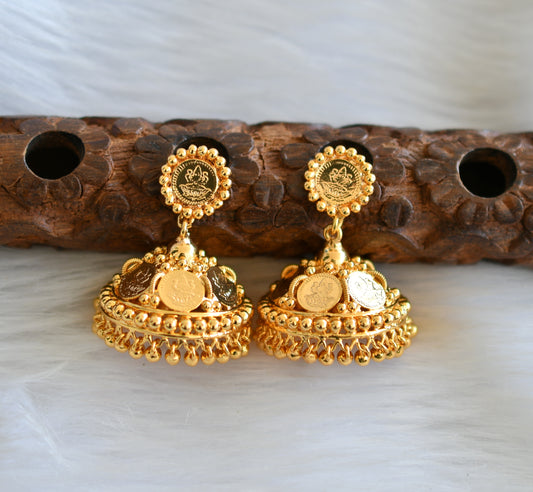 Gold tone Lakshmi coin Jhumkka dj-28167
