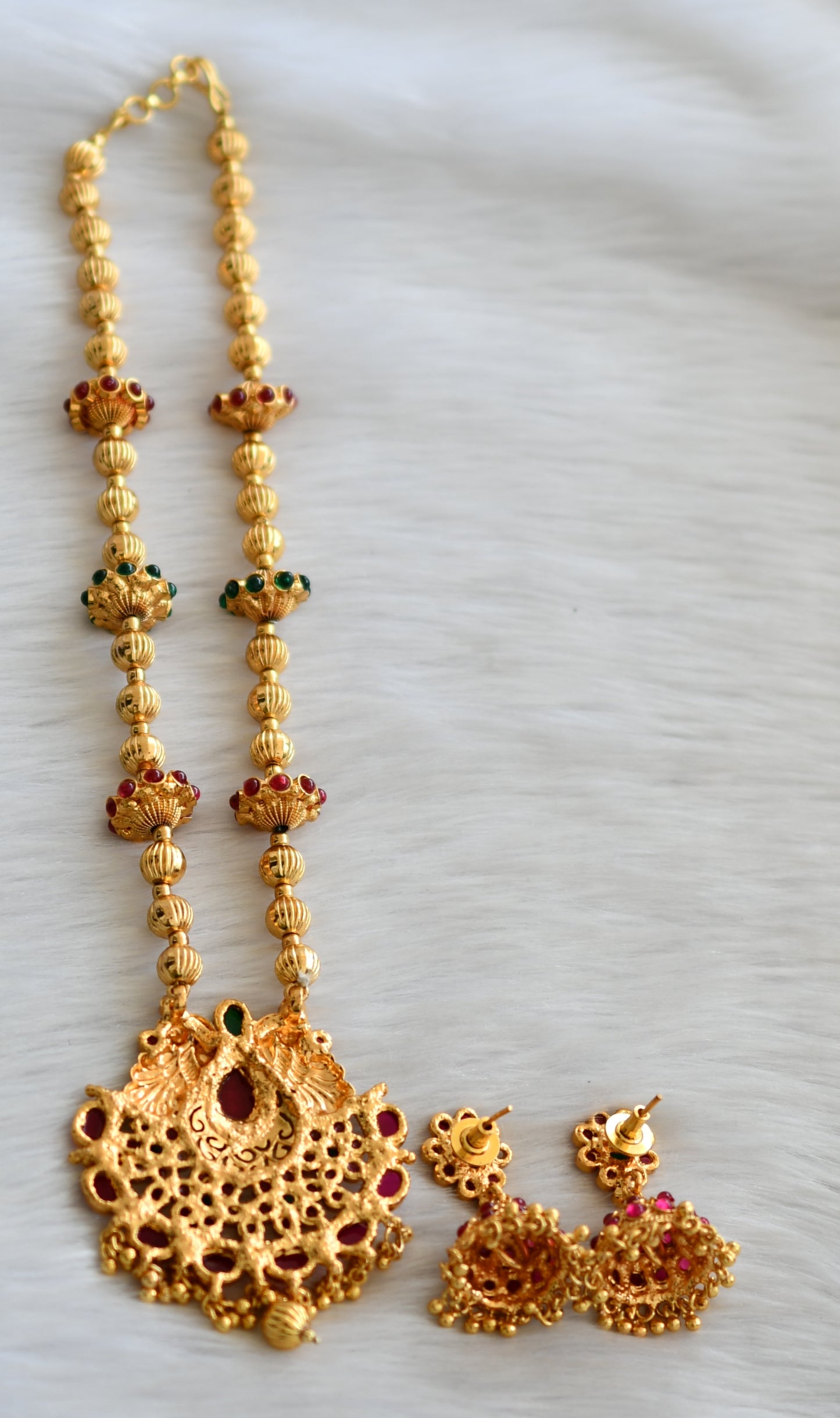 Antique kemp-green peacock necklace set dj-03478