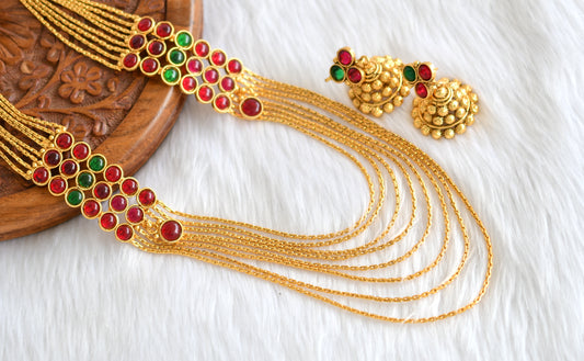 Antique Gold tone kemp-green multilayer haar set dj-16476