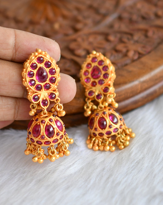 Matte finish real kemp jhumkka dj-22595