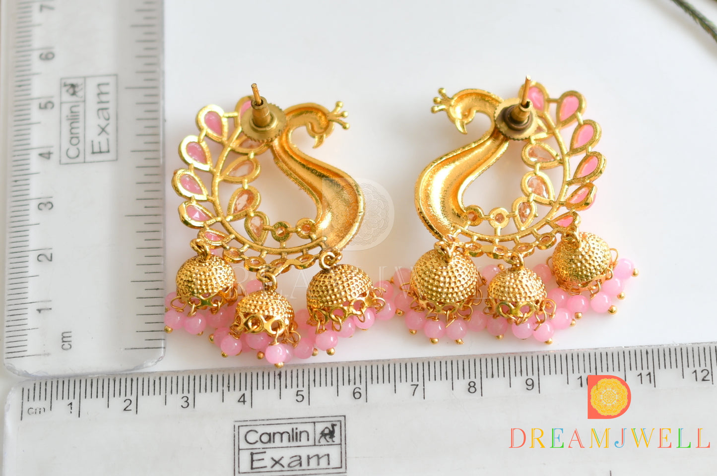 Antique finish Lotus pink designer party wear earrings dj-15489