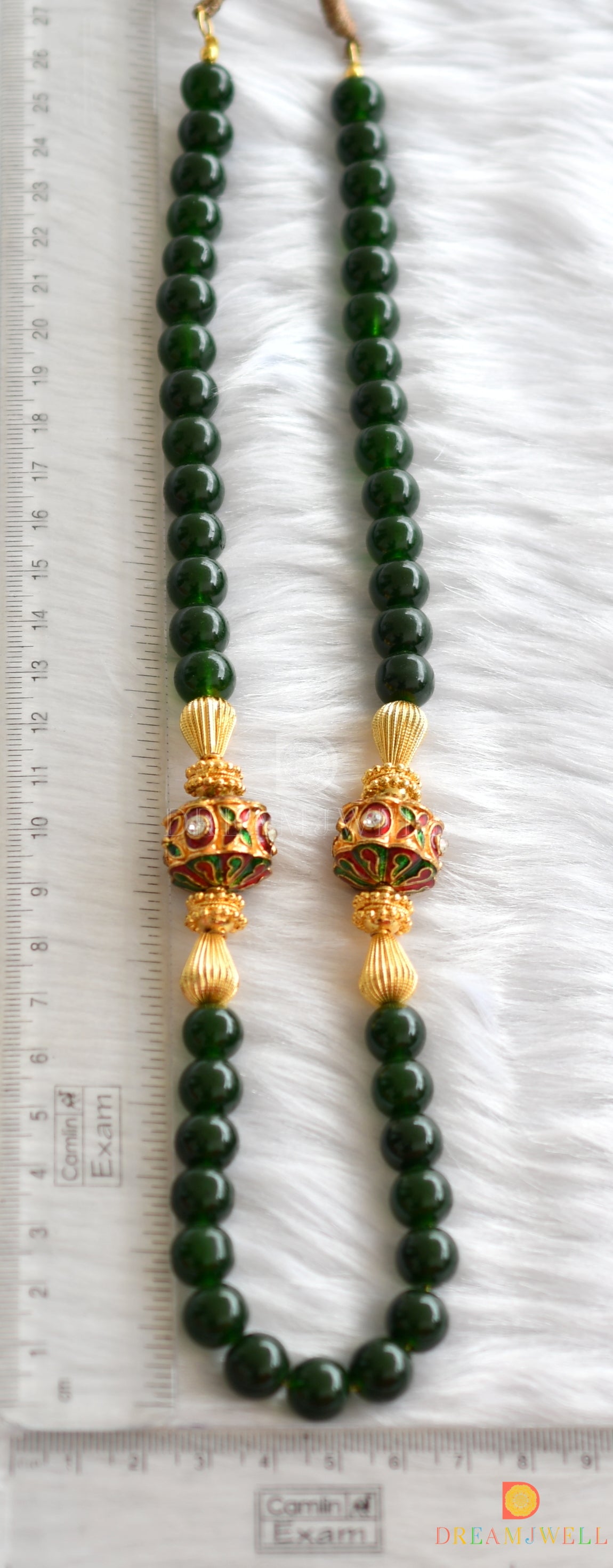 Antique green beaded meenakari necklace dj-10316