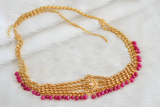 Antique ruby beaded polki stone waist band dj-23105