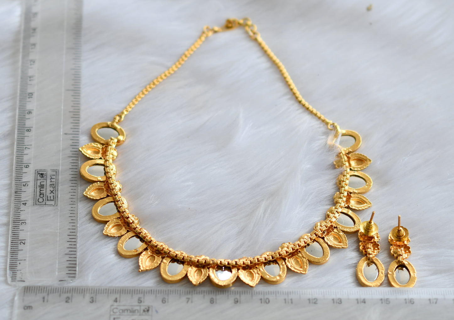 Antique baby pink stone necklace set dj-34713