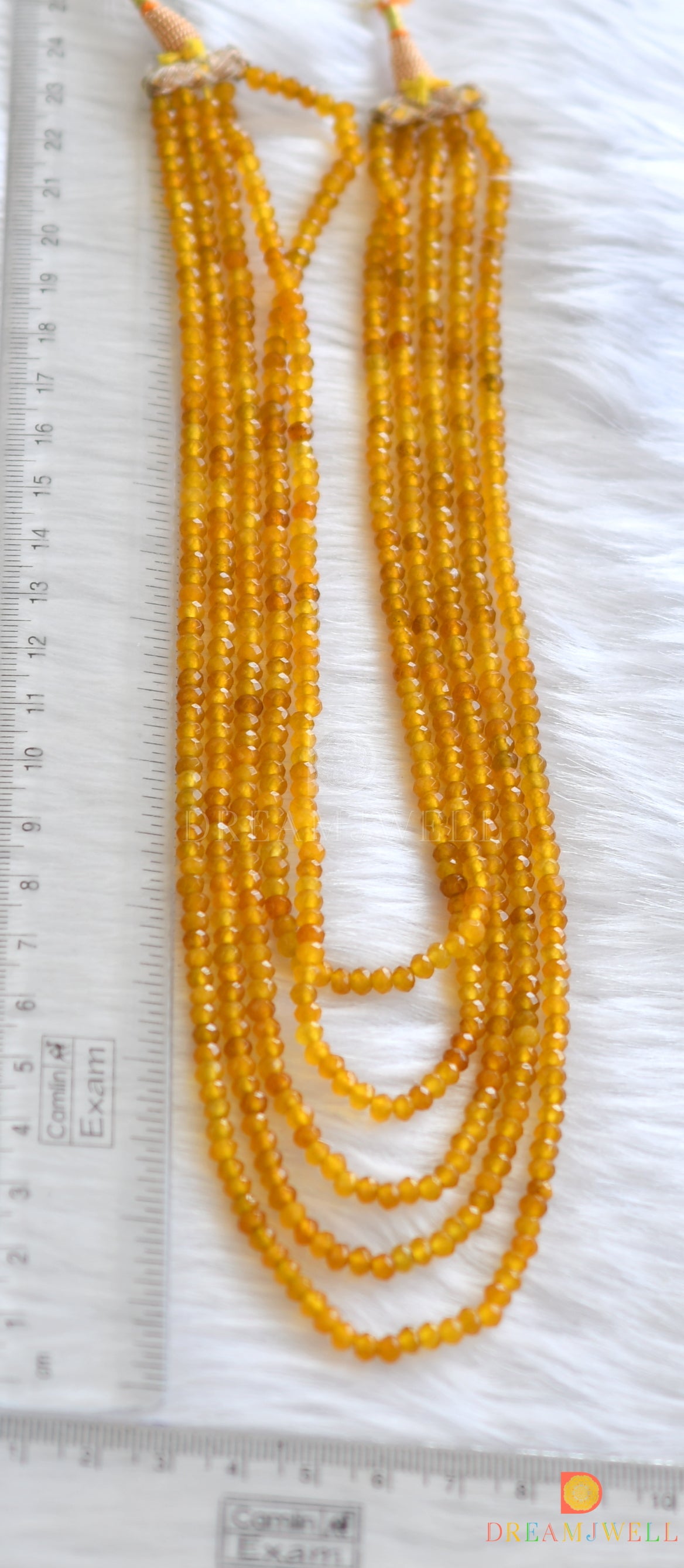 Dijon yellow 2 mm agates multilayer necklace dj-27004