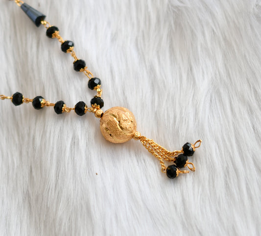 Gold tone long black beaded mala dj-39205