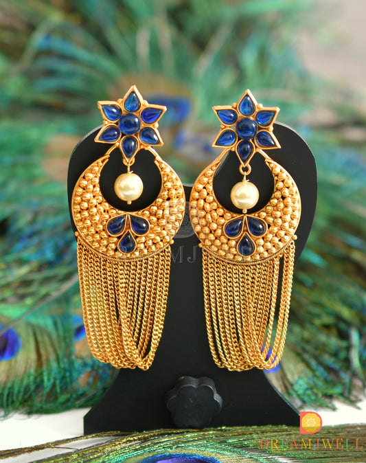 Matte finish blue designer earring dj-06341