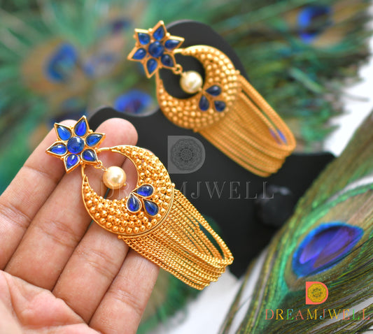 Matte finish blue designer earring dj-06341
