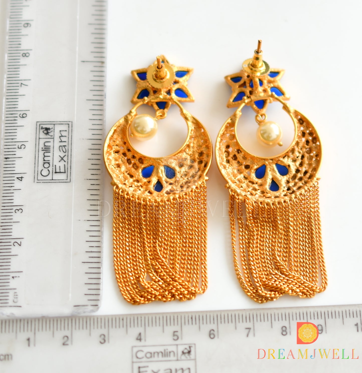 Matte finish blue designer earring dj-06341