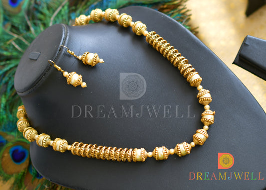 Antique matte finish pearl necklace set dj-06150