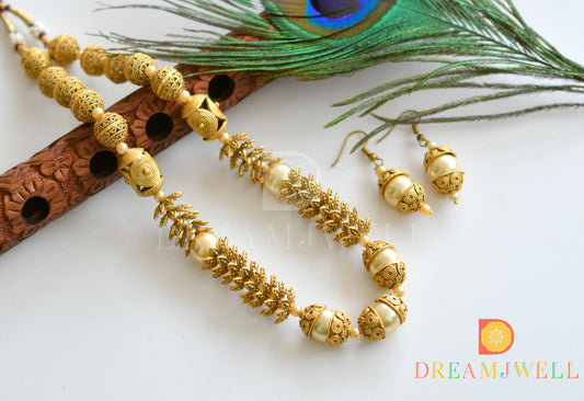 Antique matte finish pearl necklace set dj-06151