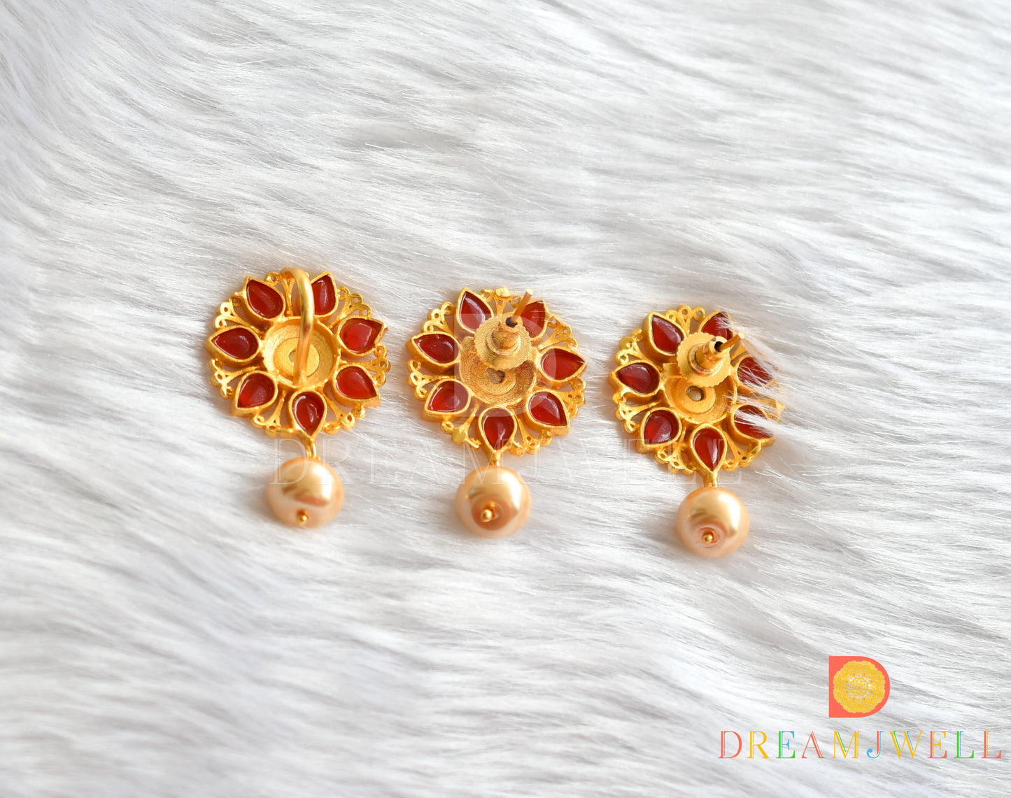 Matte Finish Red Flower Pendant Set dj-01750