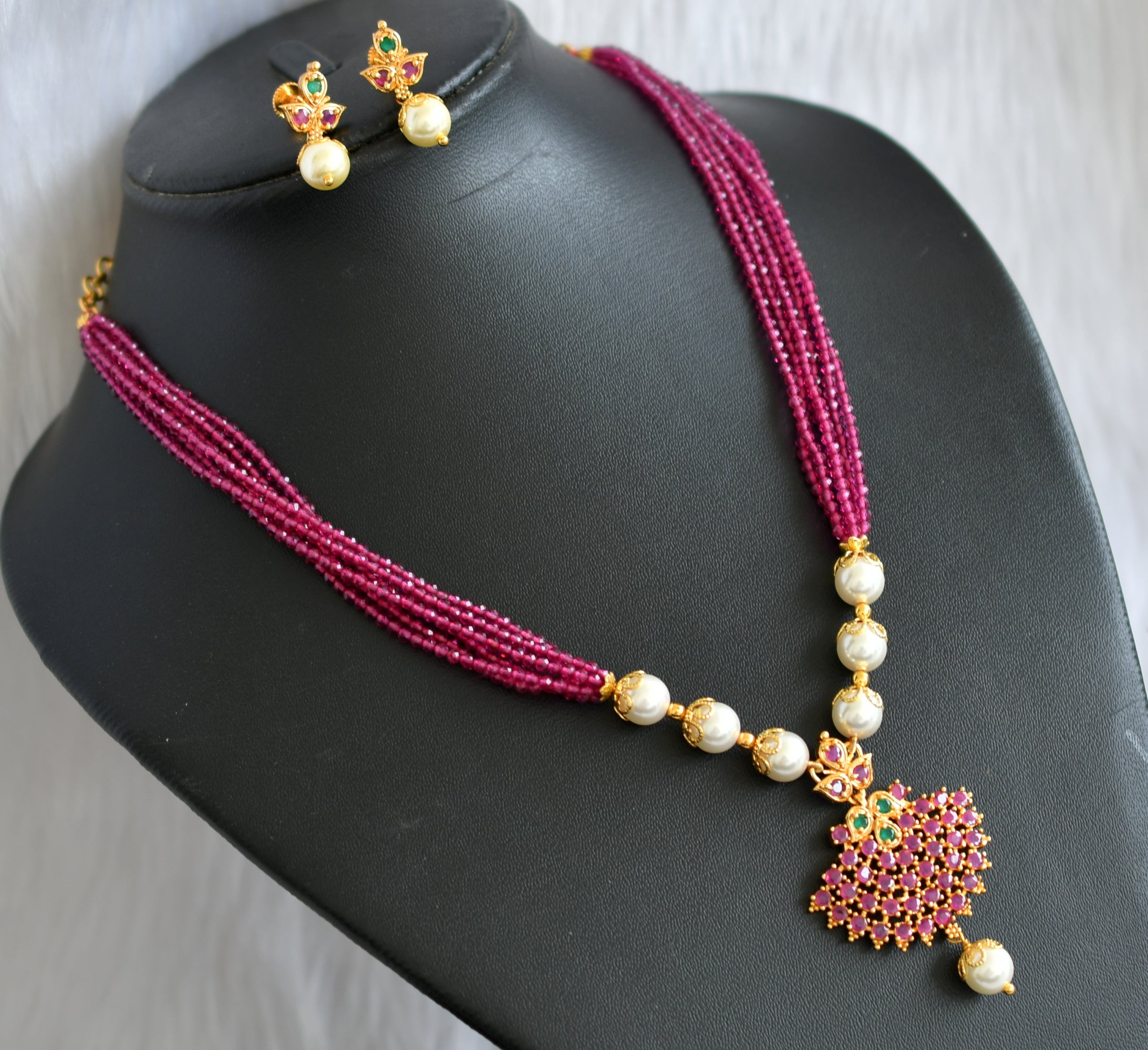 Jewar Mandi Emerald Ruby Necklace Set real look branded new design original  puwai handmade jewelry 25468