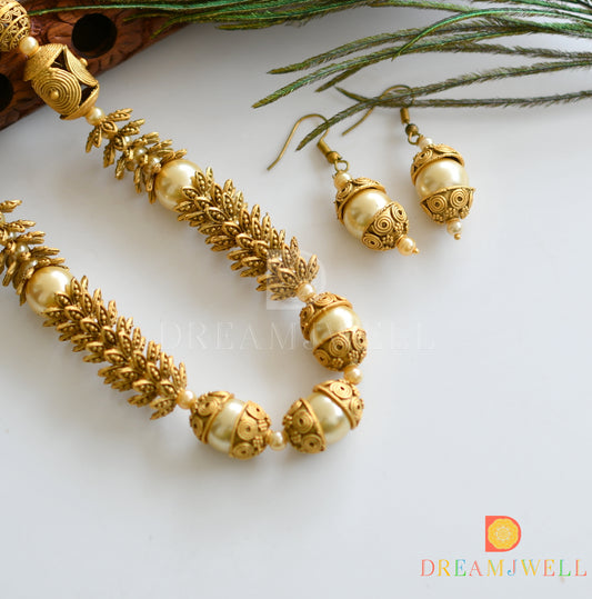 Antique matte finish pearl necklace set dj-06151