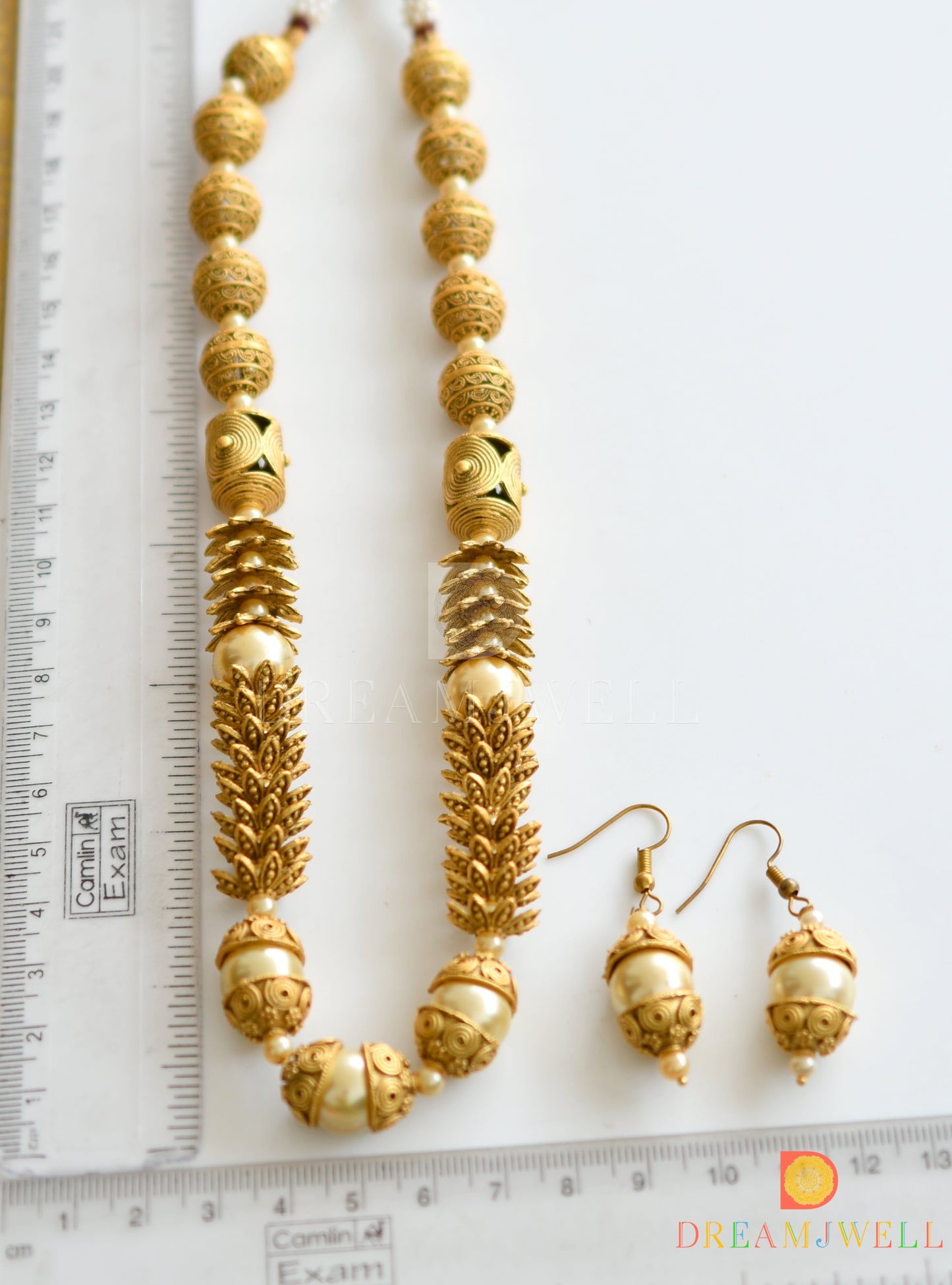 Antique matte finish pearl necklace set dj-06151