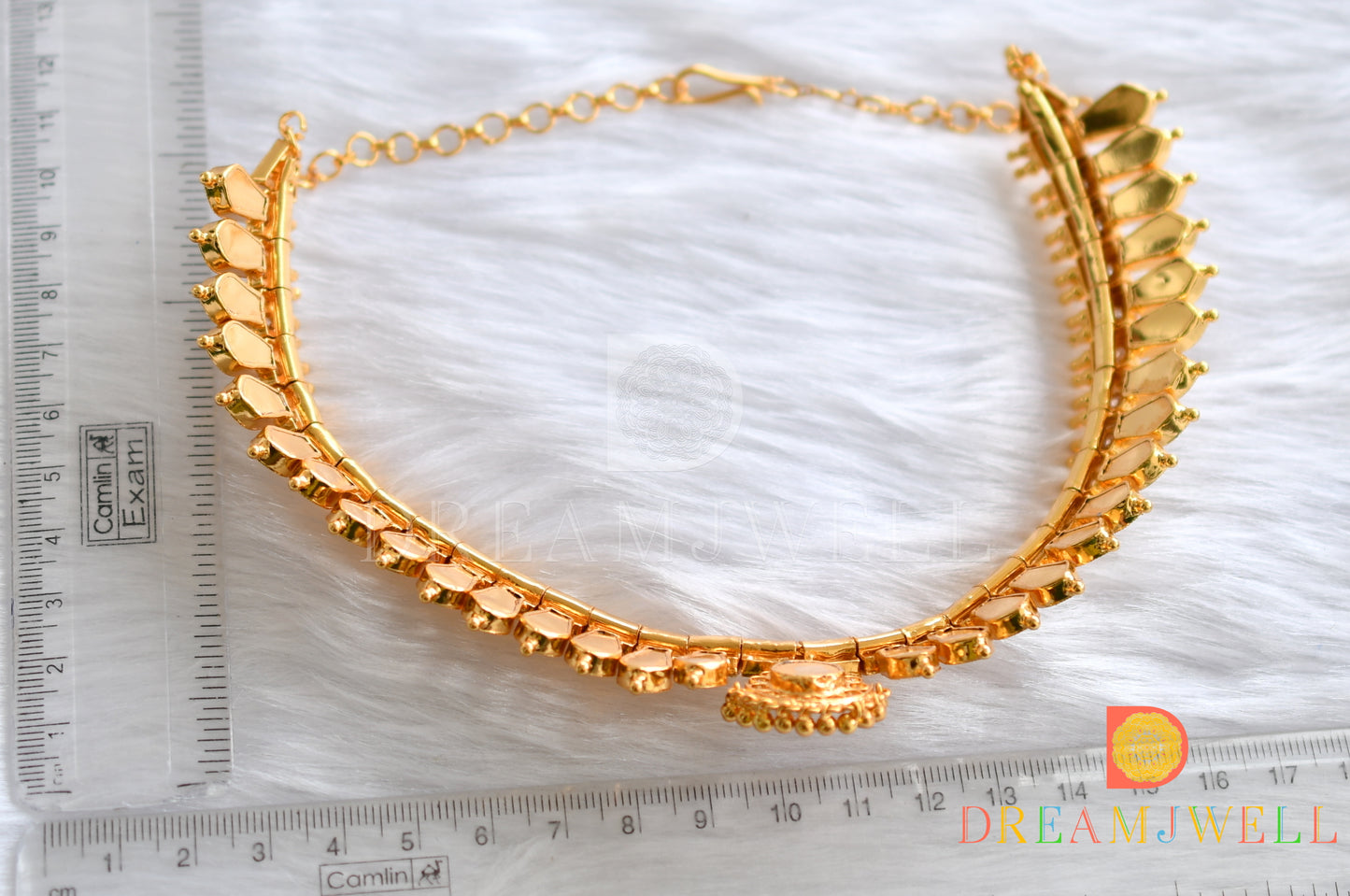 Gold tone Red nagapadam Kerala style necklace dj-37626