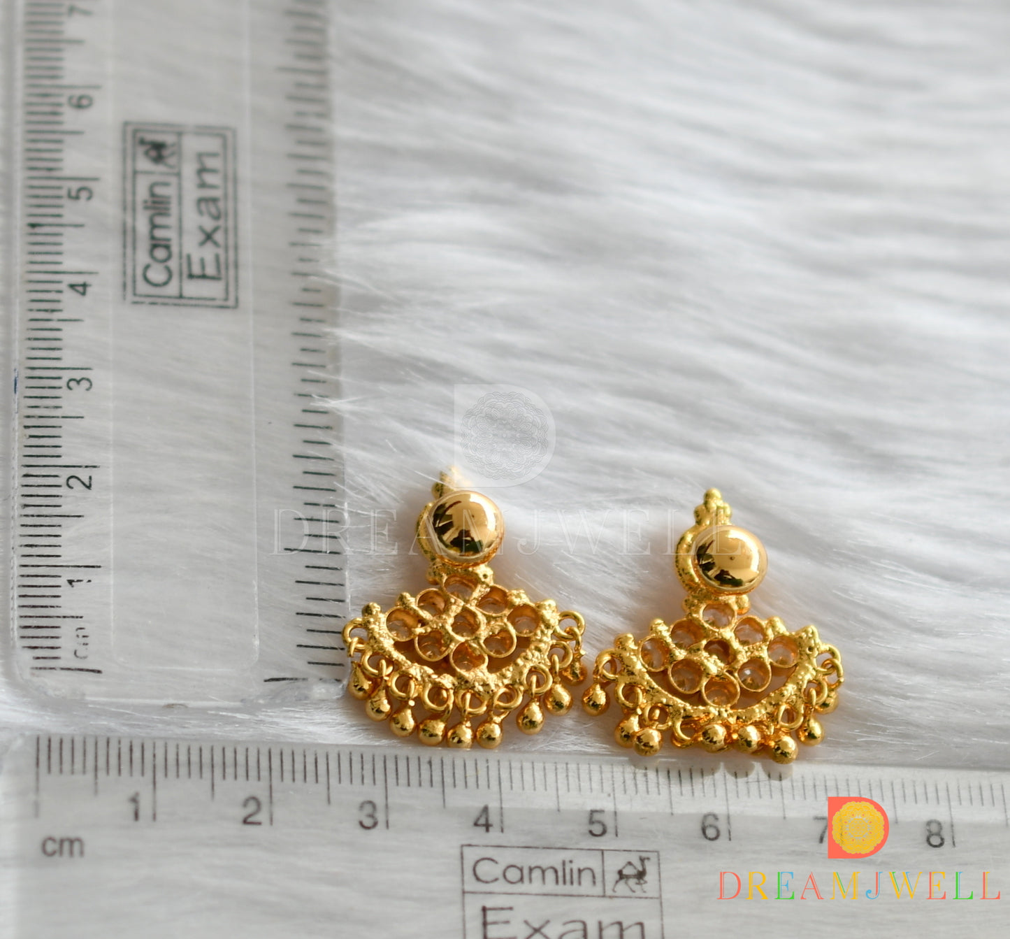 Gold tone white-ruby stone pathakkam earrings dj-37644