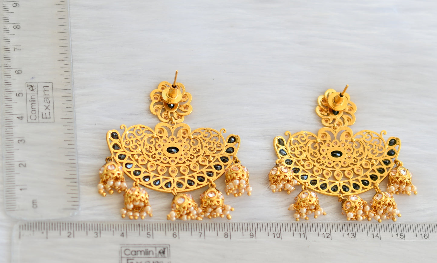 Antique gold tone cz black flower big jhumkka/Earrings dj-19371