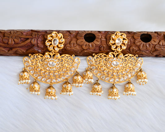 Antique cz white flower big jhumkka/Earrings dj-19370