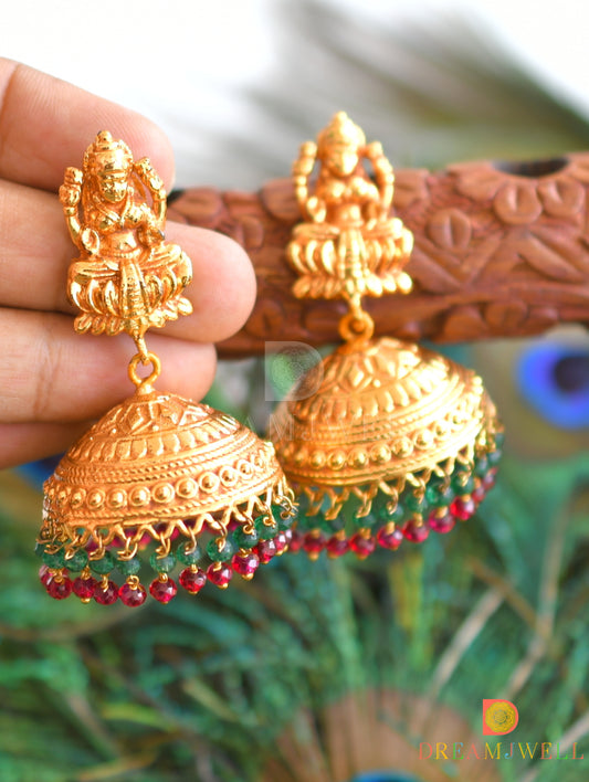 Antique gold tone Lakshmi jhumkka dj-19262