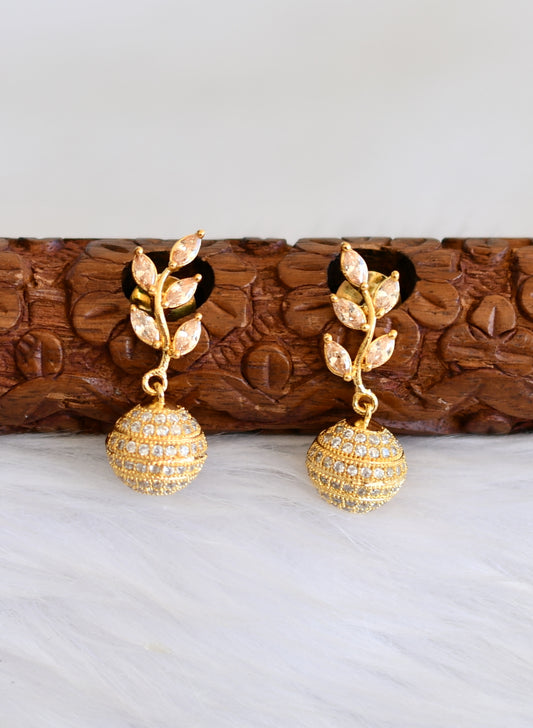 Gold tone cz gold stone ball earrings dj-19305