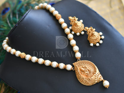 Matte finish pearl lakshmi designer necklace set dj-05512