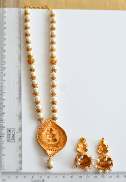 Matte finish pearl lakshmi designer necklace set dj-05512