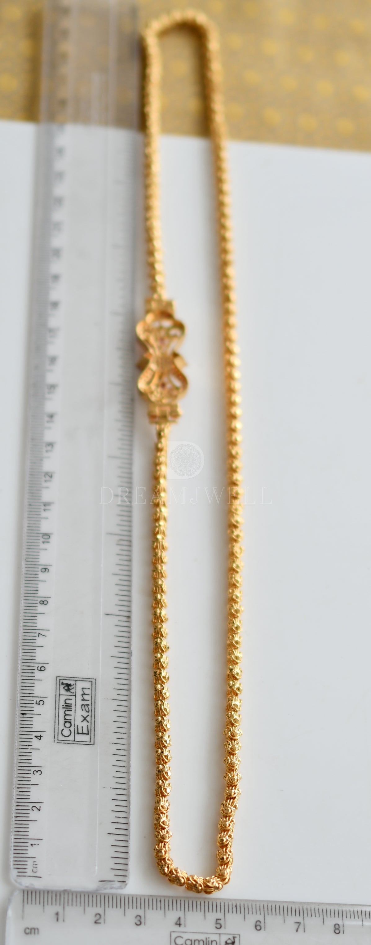 Gold tone Cz Ruby-emerald Peacock Designer Mugappu Chain dj-23263