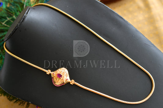 Gold Plated Ruby Designer Mugappu Chain dj-23270