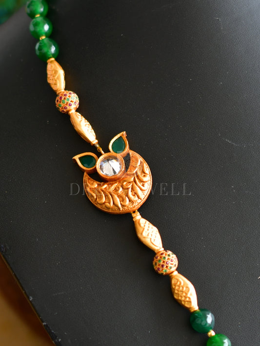 matte finish green-ruby agates designer mugappu chain dj-34902