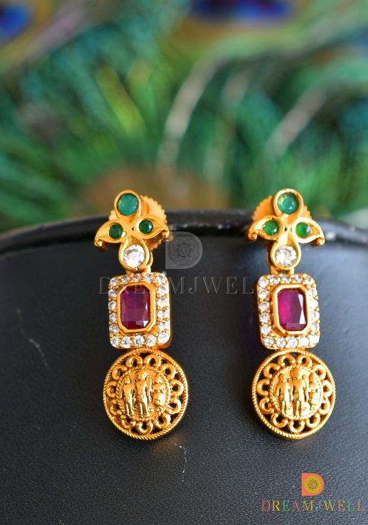 Matte finish cz ruby Ram parivar haar set dj-32679