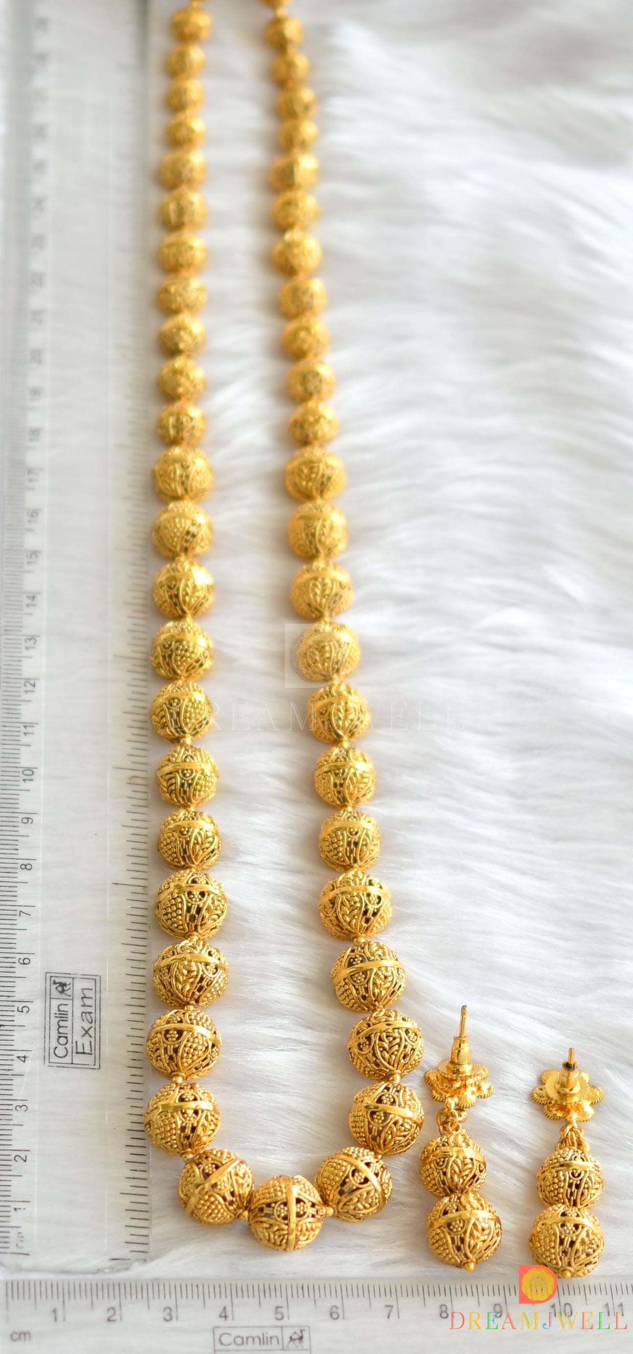 Antique gold tone beaded necklace set dj-11897