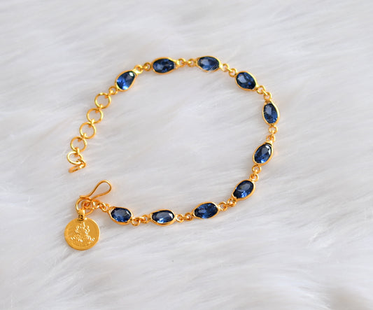 Gold tone blue stone Lakshmi coin Bracelet dj-39272