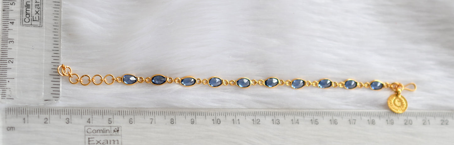 Gold tone blue stone Lakshmi coin Bracelet dj-39272