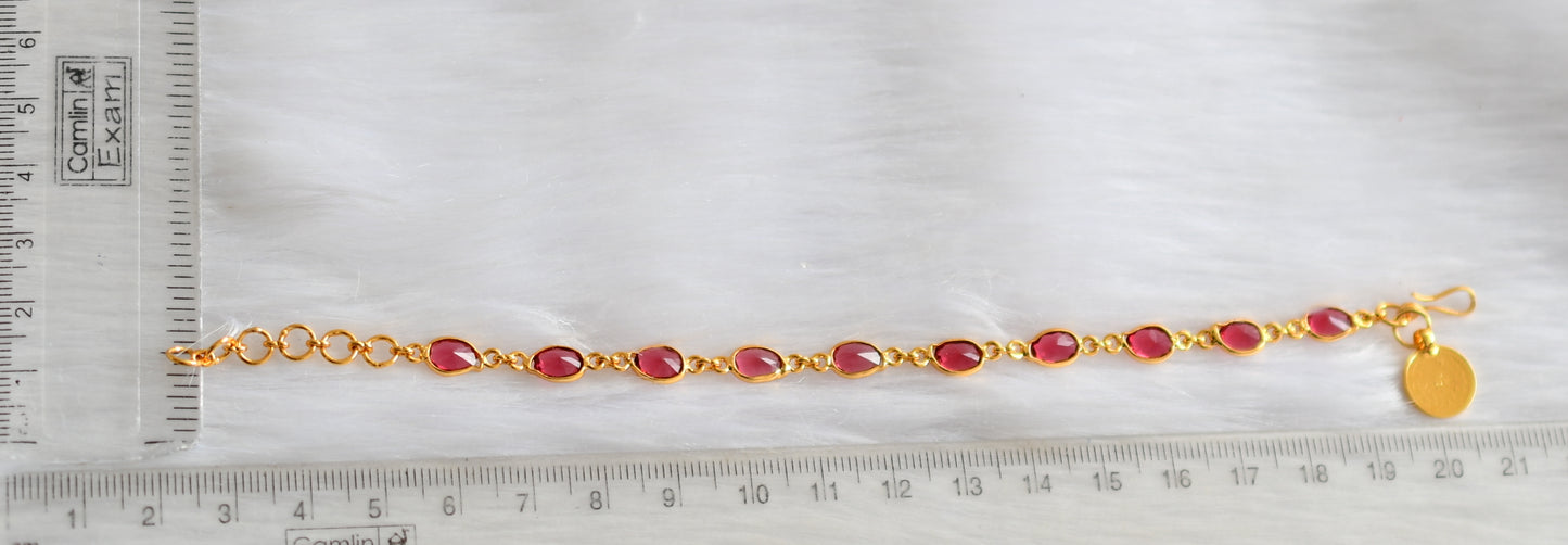 Gold tone pink stone Lakshmi coin Bracelet dj-39274