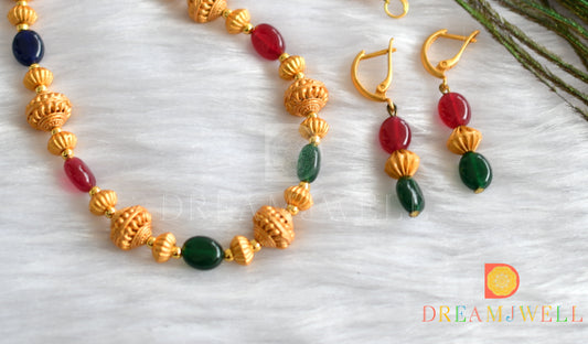Matte finish Multicolor beaded necklace set dj-11489