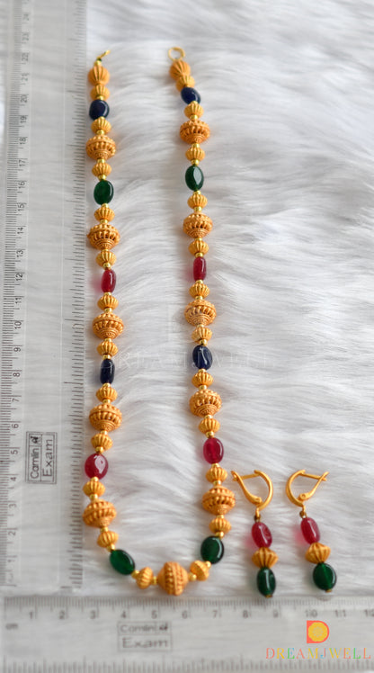 Matte finish Multicolor beaded necklace set dj-11489