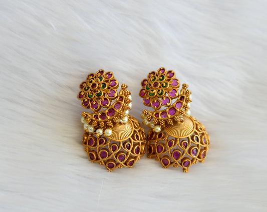 Matte finish real kemp-green flower jhumkka dj-33664