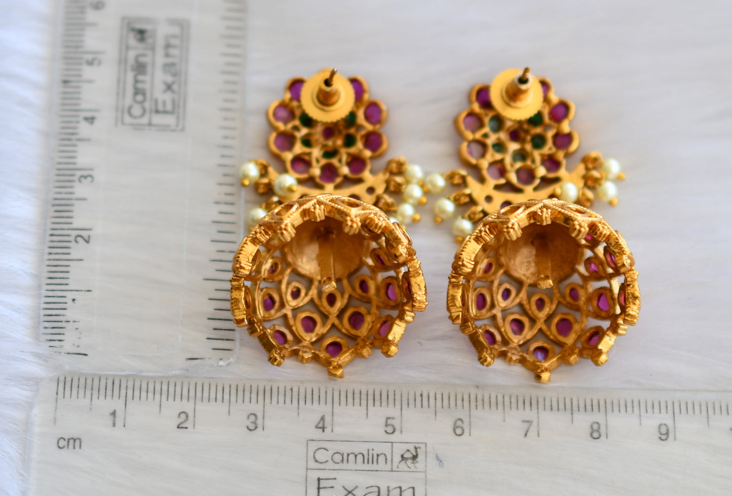 Matte finish real kemp-green flower jhumkka dj-33664