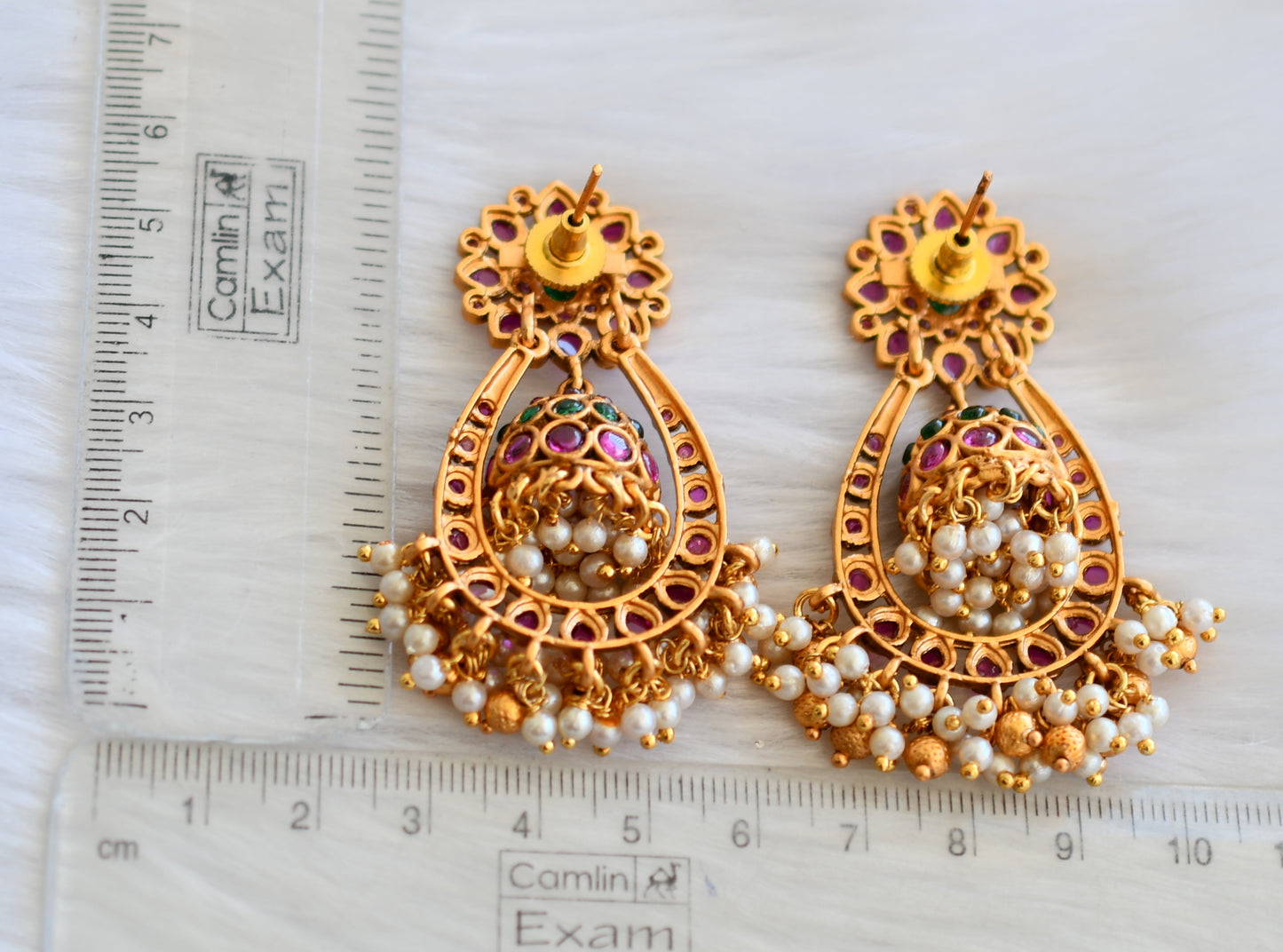 Matte finish kemp-green flower 2 in 1 jhumkka dj-33625