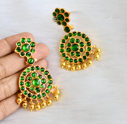 Gold tone green kemp necklace set dj-39251