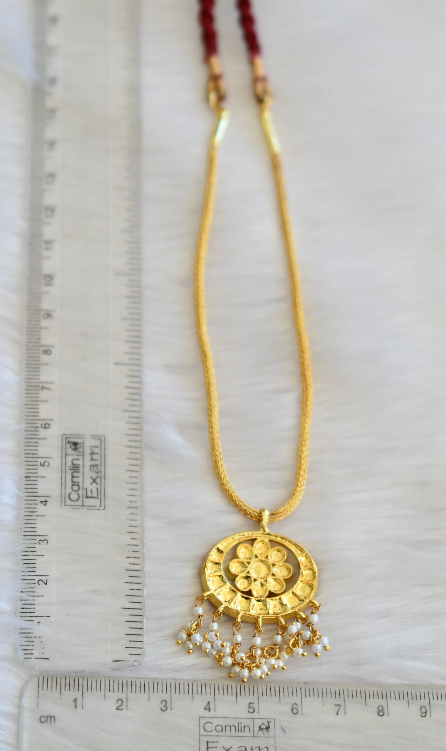 Gold tone real kemp-green attigai/necklace dj-33499