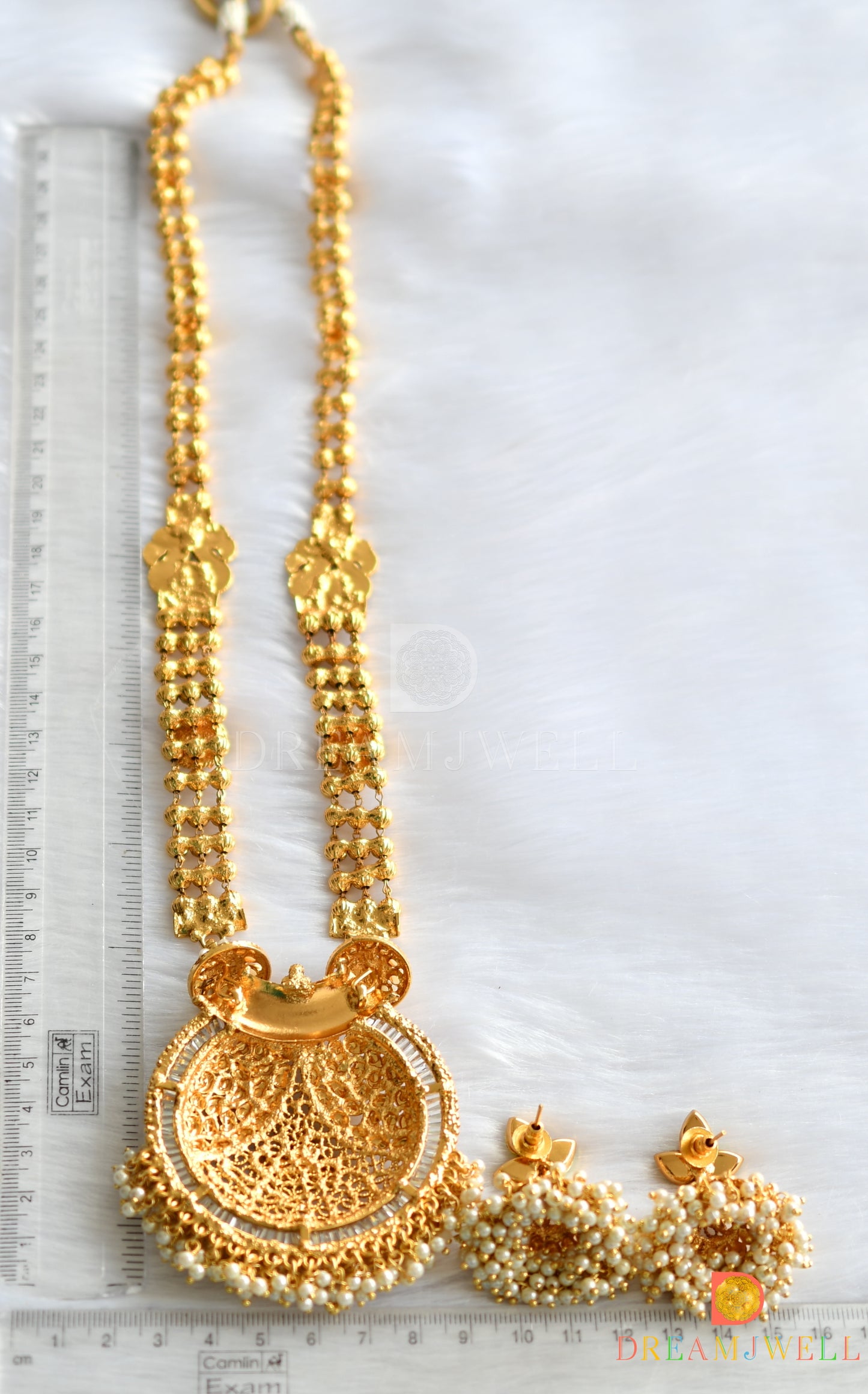 Antique gold tone pearl cluster Peacock Haar Set dj-01370
