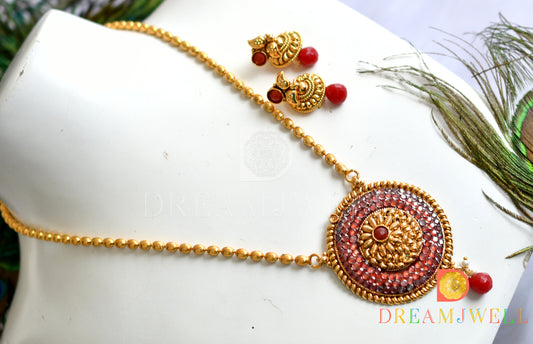 Antique Transparent stone Maroon Meenakari Necklace Set dj-01313