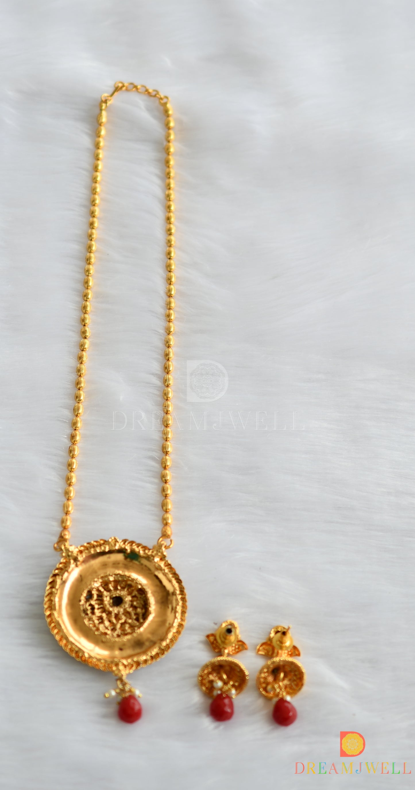 Antique Transparent stone Maroon Meenakari Necklace Set dj-01313