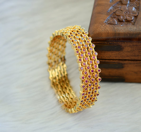 Gold tone ruby set of 6 bangles(2.8) dj-30528