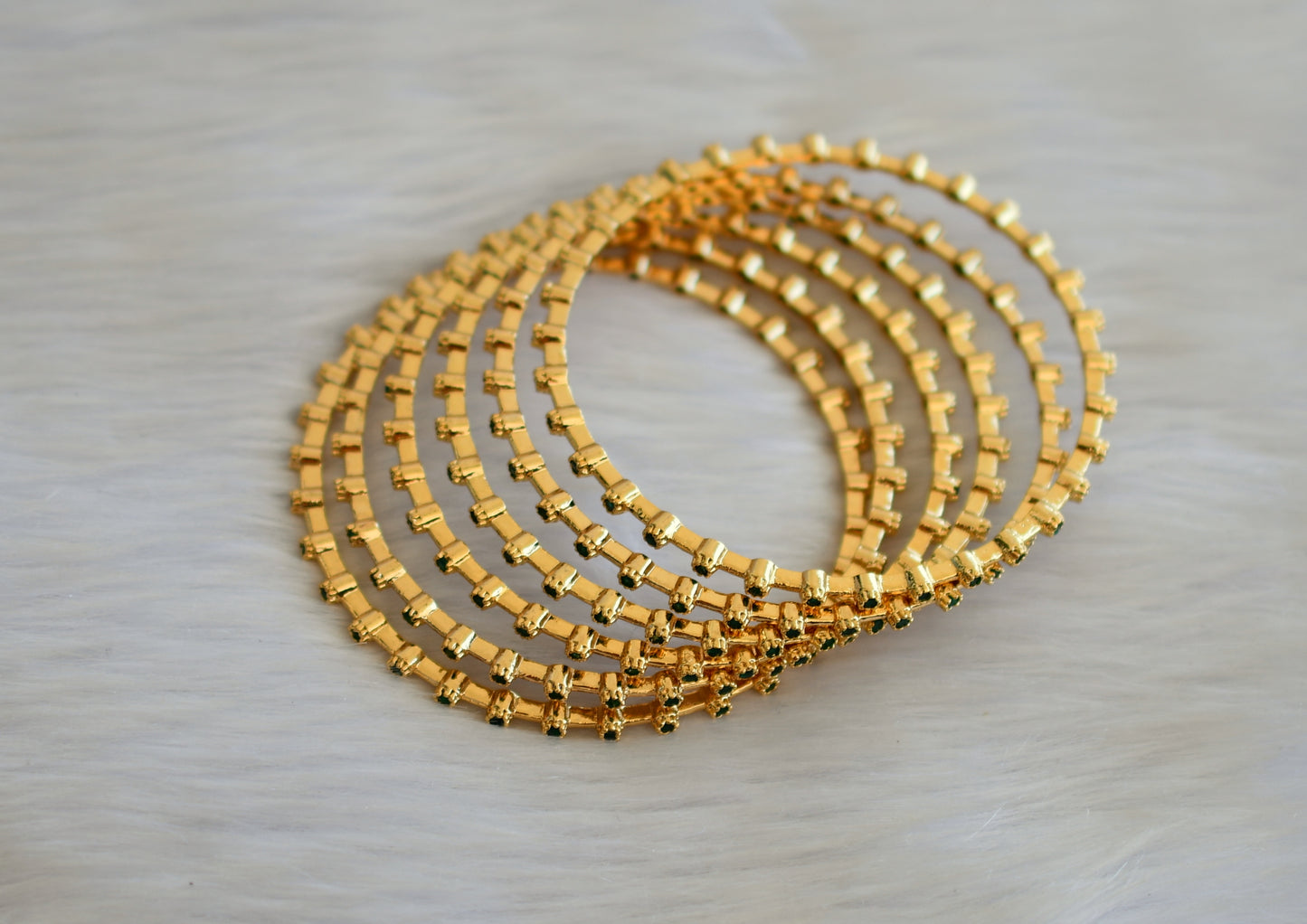 Gold tone green set of 6 bangles(2.8) dj-30530